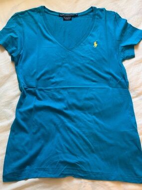 Polo Ralph Lauren Pima Cotton Tshirt - Blue and Yellow - S